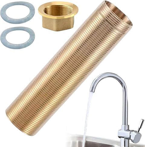 Prolunga per Montaggio Rubinetto Adattatore Antiruggine Allungabile | Kit di Prolunga Tubo Rubinetto con Dado Bloccaggio Per Casa, Fattoria, Dormitorio, Cucina, Bagno, Lavello, Lavabo, Vasca Da