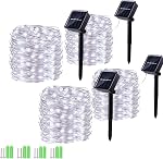 Solar String Lights Outdoor, 2 Pack Total 110FT 300 LED Solar Fairy Lights 8 Modes Waterproof Copper Wire Solar Powered Light for Patio Tree Garden Yard Weeding Party Xmas Decor(Warm White)