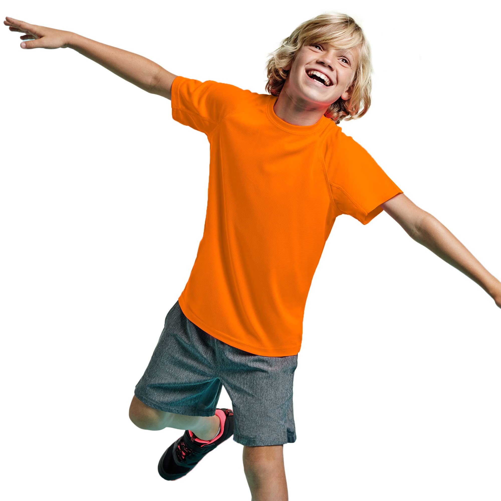 Camiseta Técnica Deporte Manga Corta para niños y niñas - Camiseta Deportiva Tejido Control Dry Flexible, Ligera y cómoda