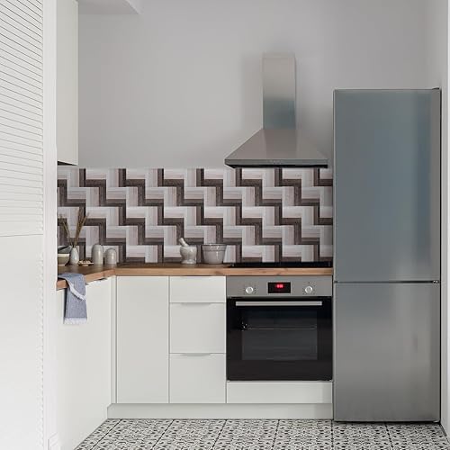 Miniatura 7 de uxcell Adhesivo de pared para despegar y pegar, 10 calcomanías autoadhesivas de grano de madera de 8 x 8 pulgadas, adhesivo mate para pared de