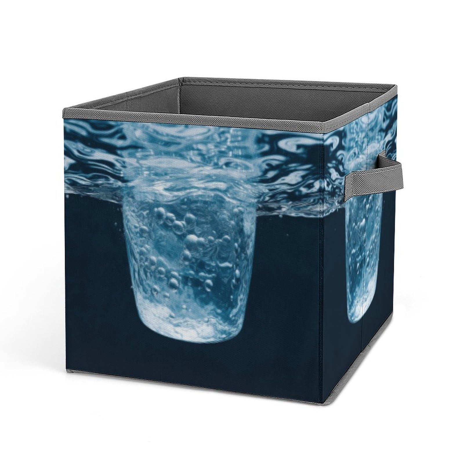 LZQPOEAS Water Storage Bins with Handle Large Capacity Stackable Cube Storage Bins Sturdy Fabric Closet Organizers for Shelves Decorative Foldable Storage Boxes