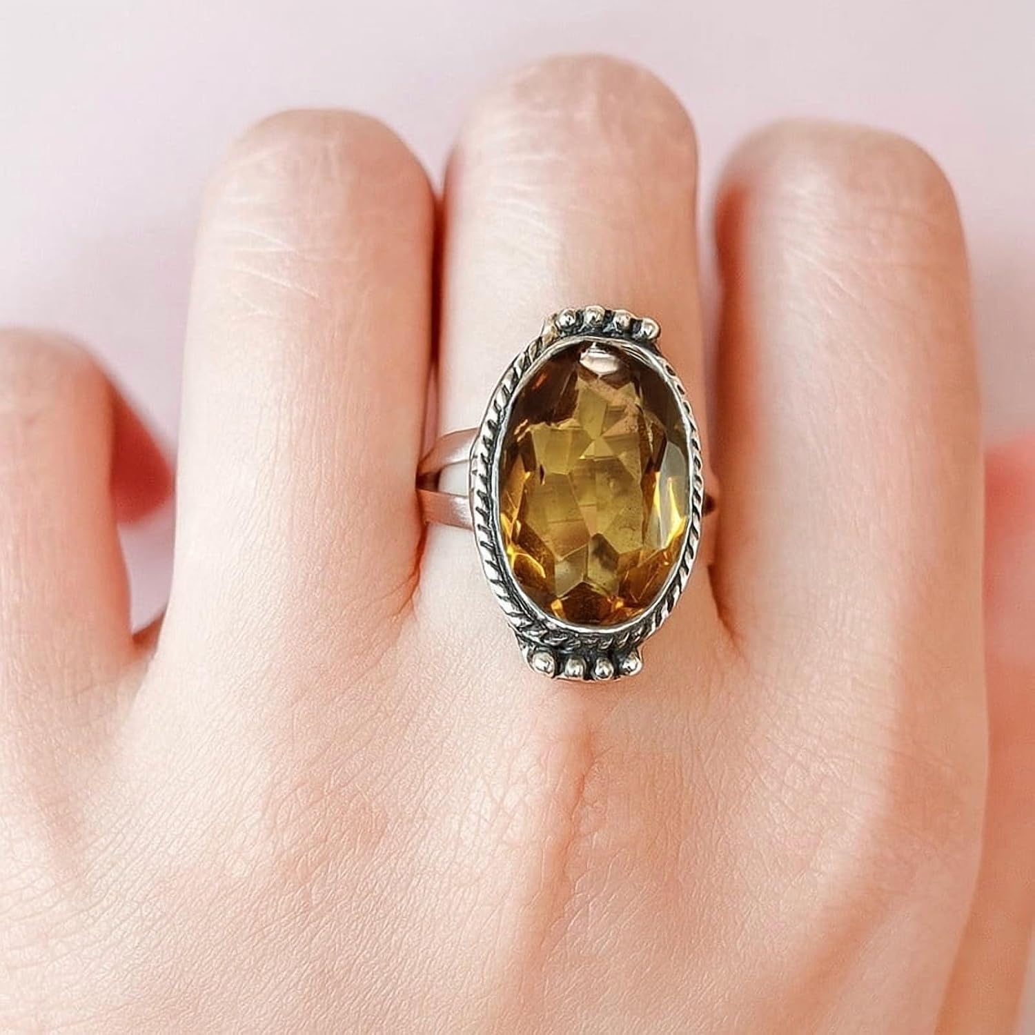 925 Sterling Silver Gemstone Ring for Women | Birthstone Jewelry | Oval Cut Bold Statement Ring | Party Wear, Birthday, Anniversary Jewelry Gift for Women