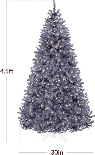 Miniatura 130 de Best Choice Products Árbol de Navidad negro preiluminado de 7.5 pies, decoración navideña completamente artificial para el hogar, oficina