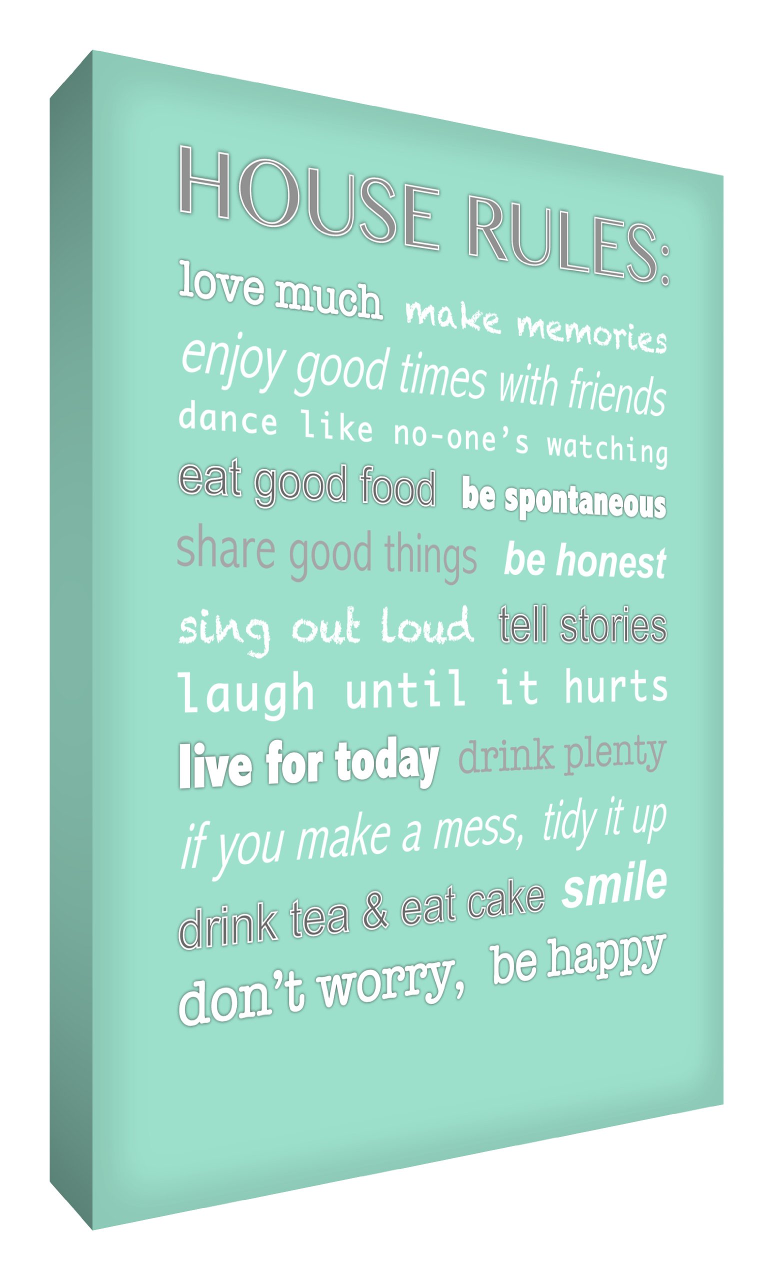 Toile House Rules Vert Menthe 24x16 pour masquer un mur abîmé avec style