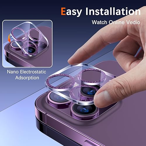 Miniatura 582 de UniqueMe [Paquete de 3 protectores de lente de cámara compatibles con iPhone 14 Pro Max/iPhone 14 Pro, vidrio templado, [compatible con fundas]