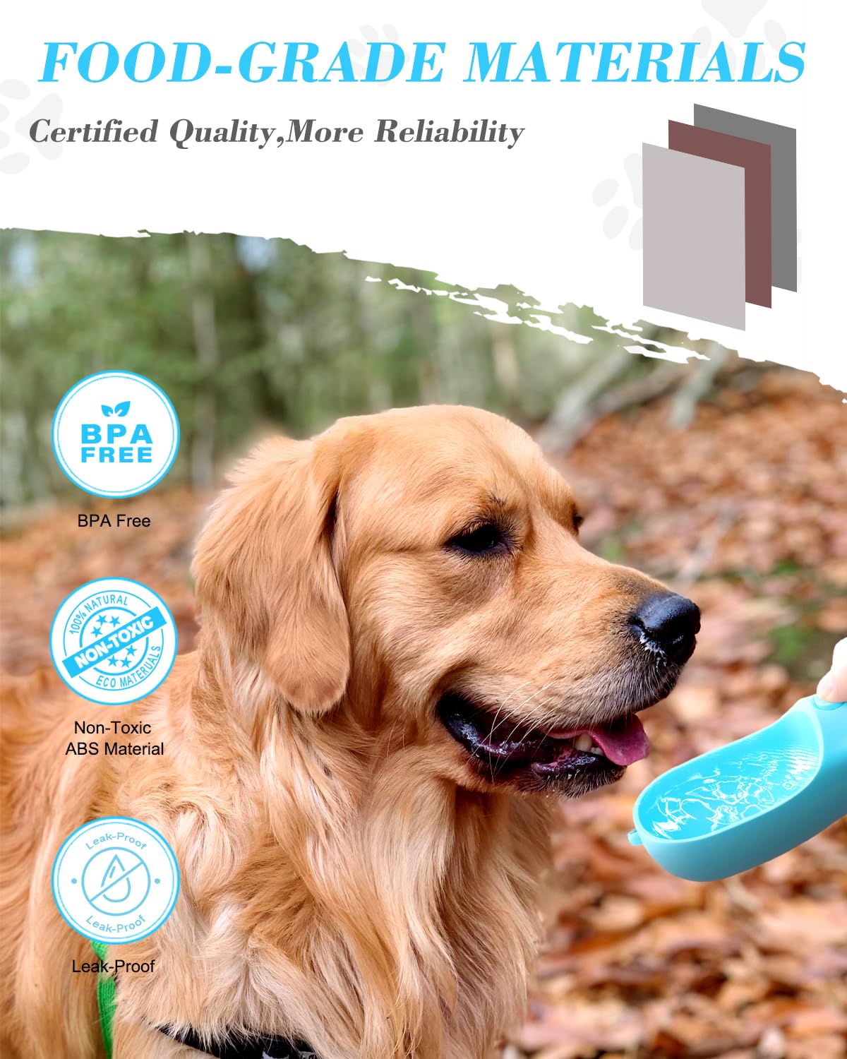 Borraccia per cani 2 in 1, a prova di perdite, con contenitore per cibo, dispenser di acqua portatile per cuccioli, ideale per passeggiate, escursioni, campeggio e viaggi