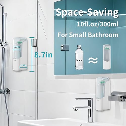 Miniatura 5 de Dispensador de jabón de manos para baño, dispensador de jabón de baño de 10 fl.oz10.1 fl oz, montaje en pared, dispensador de desinfectante de manos