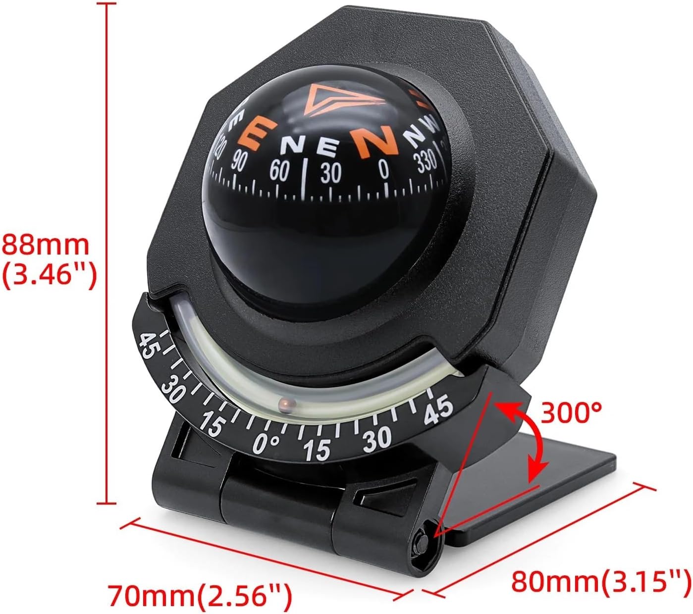 Compass for Car Dashboard 1/3/5/10PCS High Precision Navigation 2 in 1 Inclinometer Marine Car Compass Dashboard for Vehicle Boat Truck Foldable Guide Ball