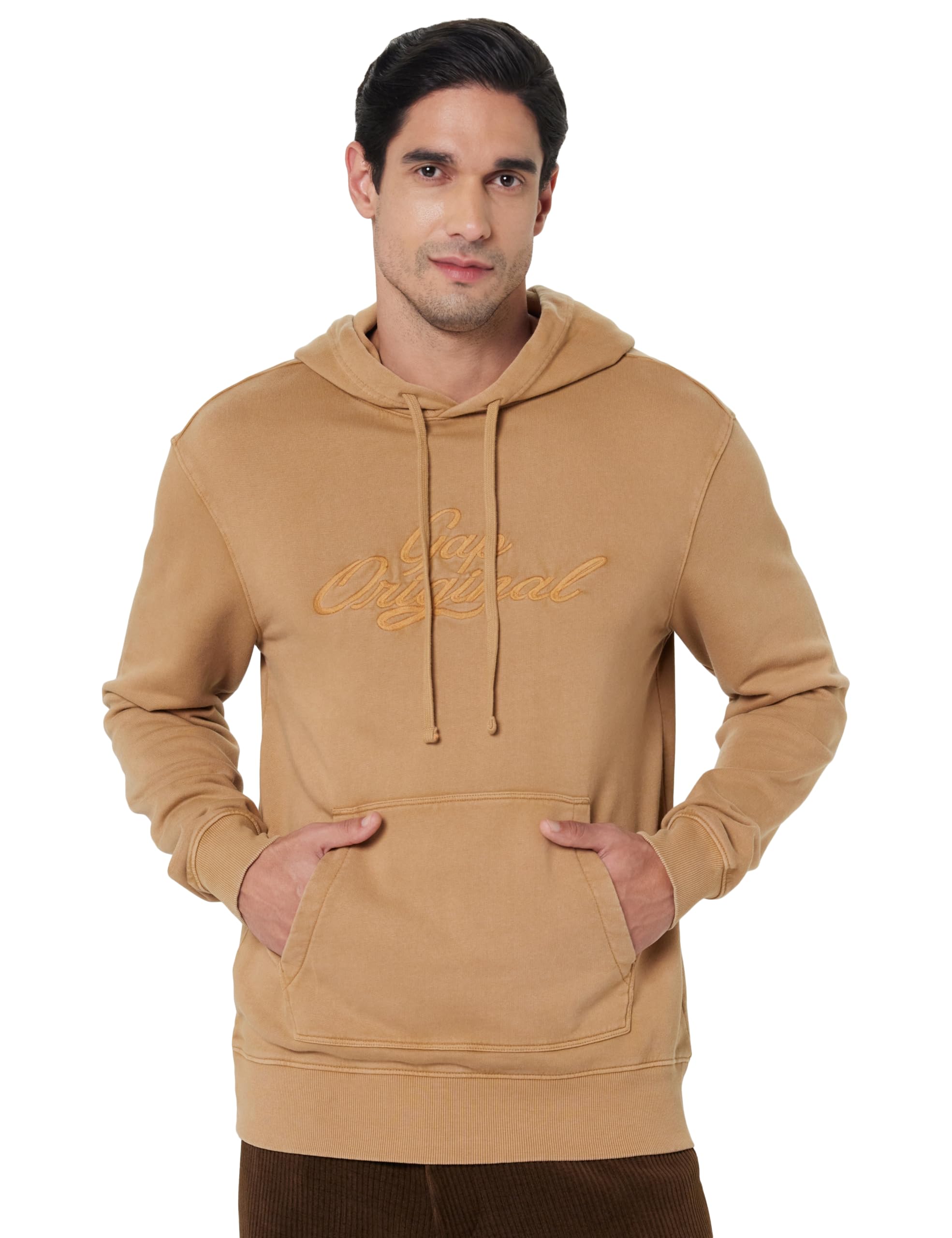 gap Men's Full Sleeve Hooded Neck Standard Fit Brushed Sweatshirt,Lt.Brown,XS-picture-37