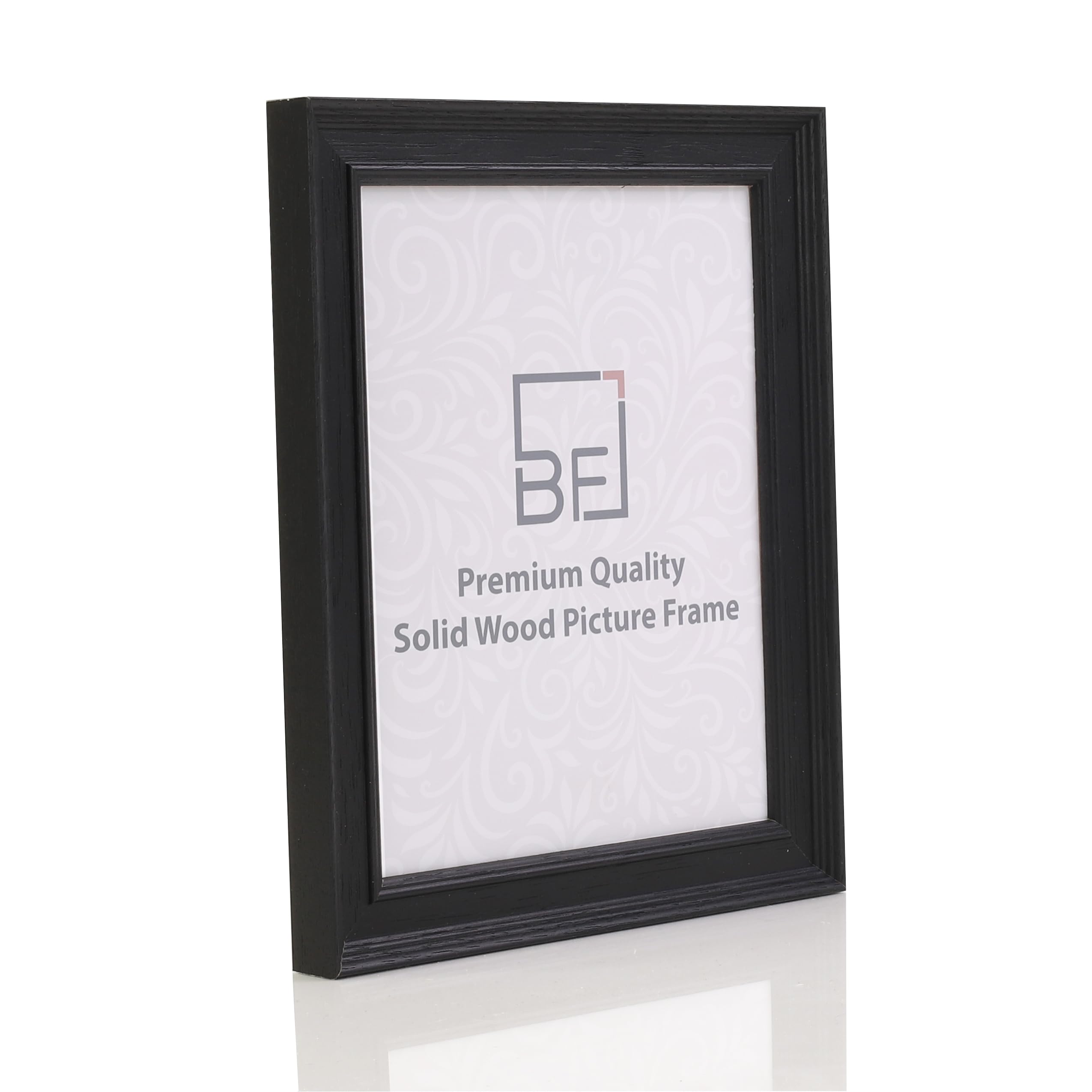 Boldon Framing - 14"x11" Black Painted Solid Wood Picture Photo Poster Frame, Modern Stepped Profile Wall Mounted Safety Glazing
