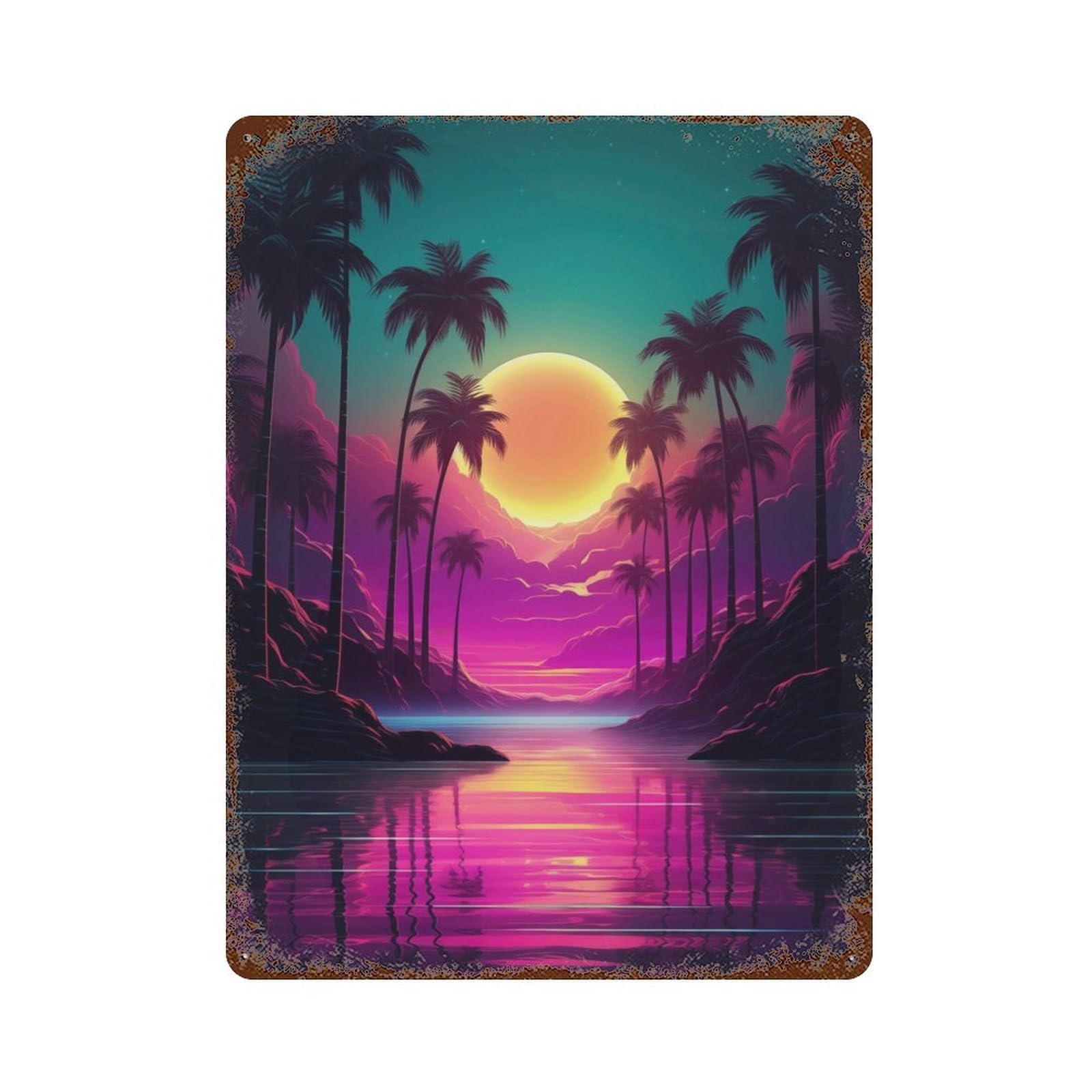 Synthwave Abstract Vibes Vintage Metal Tin Sign 15.7"x11.8", Ideal for Cafe, Home Bar And Lounge Decor