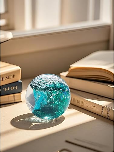 Miniatura 6 de Bola de figuras de vidrio soplado a mano pesos de papel de vidrio con diseño de olas oceánicas, decoraciones de playa para el hogar, decoración