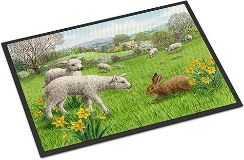 Caroline's Treasures ASA2179JMAT - Felpudo de corderos, ovejas y conejos, 24 x 36 pulgadas, tapete para puerta delantera, para interiores y