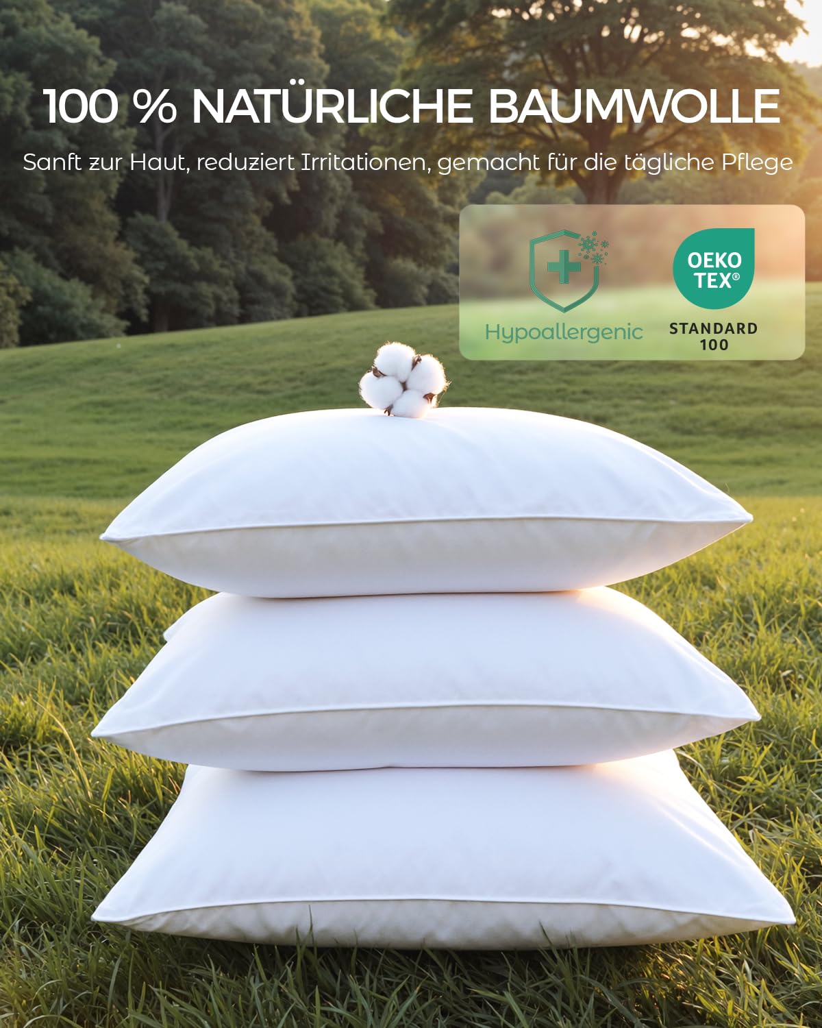 FAUNNA Milbendichte Kissenbezüge 50 x 80 cm, 6er-Set, Weiß, 100% Baumwolle