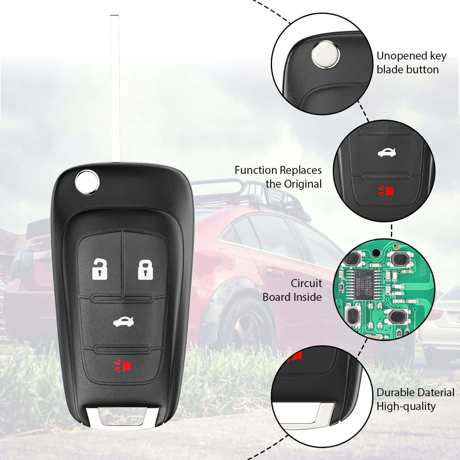 Replacement fits for 2010 2011 2012 2013 2014 2015 2016 2017 2018 2019 Chevy Equinox Camaro Cruze Malibu Impala Sonic GMC Terrain Buick Lacrosse Regal Verano Encore Keyless Entry (Pack of 2)
