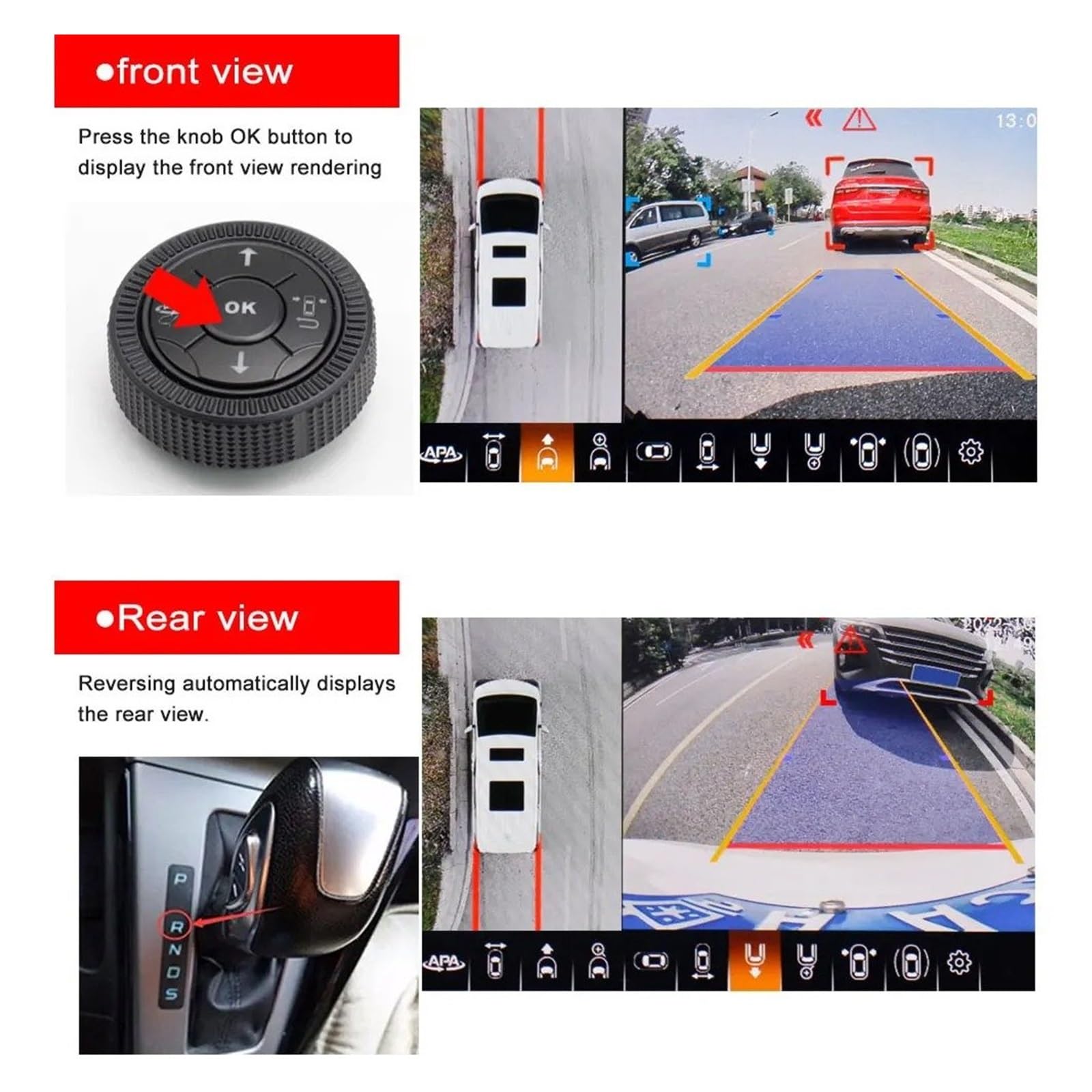 Rückfahrkamera Auto AI 3D 360 Kamera Surround View System Fahren Mit Vogelperspektive Panorama System Autokamera 4 CH Hinten/Vorne/Links/Rechts