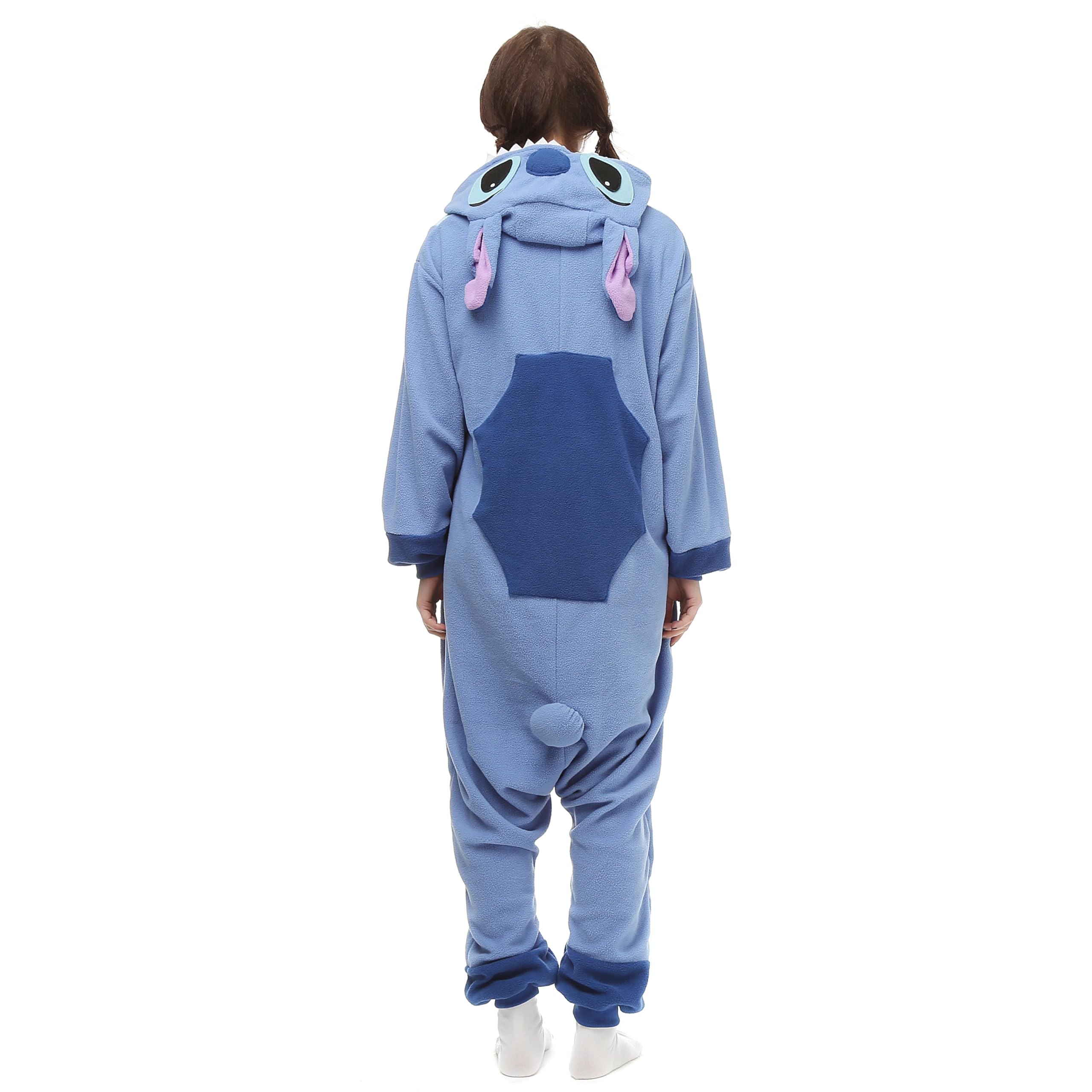 LABULA Unisexe Adulte Grenouillère Anime Cosplay Costume Onesie Jumpsuit Pyjama à Capuche,Stitch-Bleu,M