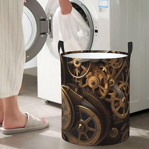 Miniatura 7 de Cool Steampunk Gears print Circular Hamper Waterproof Storage Bin Organizer Basket Laundry Hamper With Handles For Clothes Toys Medium