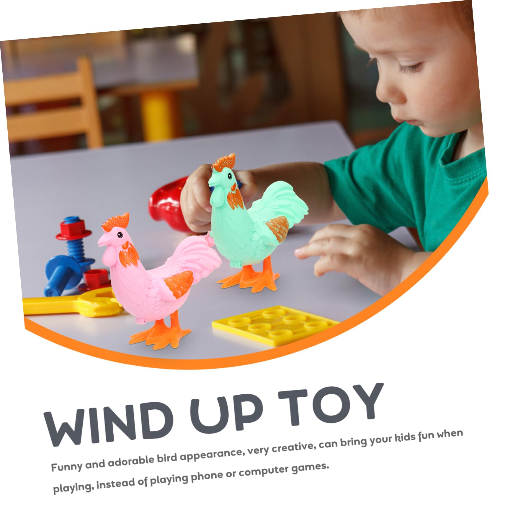 KICHOUSE 5pcs Wind Up Animal Creative Rooster Interactive Plaything for Fun Simulation Animal Present for Boys Color Random Color