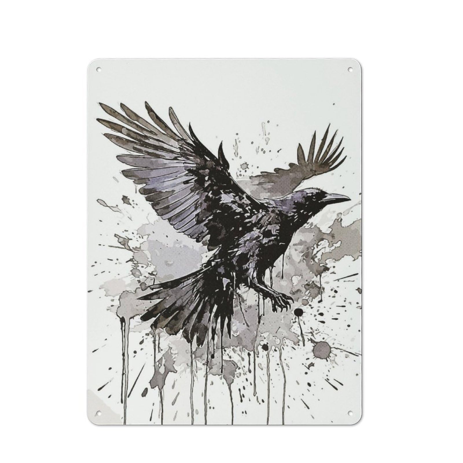 Junmoney Splatter Crow Metal Plaque 40X30cm With For Hallway Wall, Retro Decor, For Wall Display Collectors