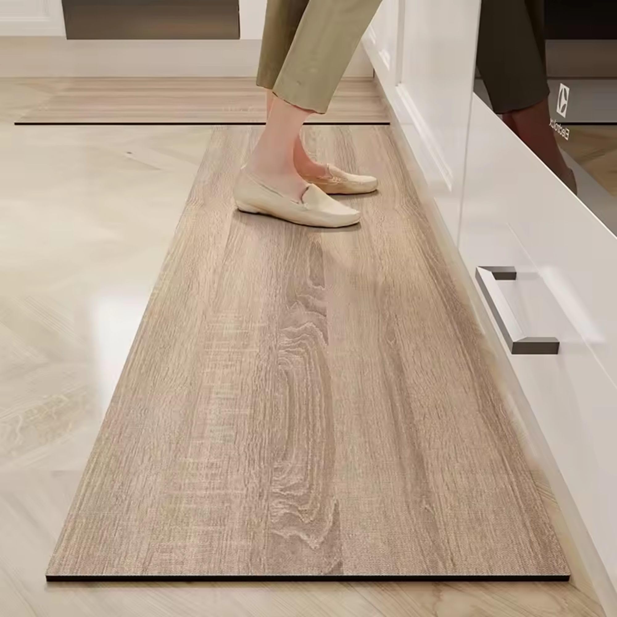 Tappeto in vinile effetto legno parquet | antiscivolo e resistente, facile da pulire, uso interno o esterno, faggio naturale, varie misure