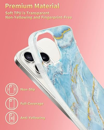 Miniatura 9 de SCORPIFY Funda para iPhone 14 Pro Max compatible con MagSafe con diseño de mármol azul islandés, bonita funda magnética para mujeres, niñas y
