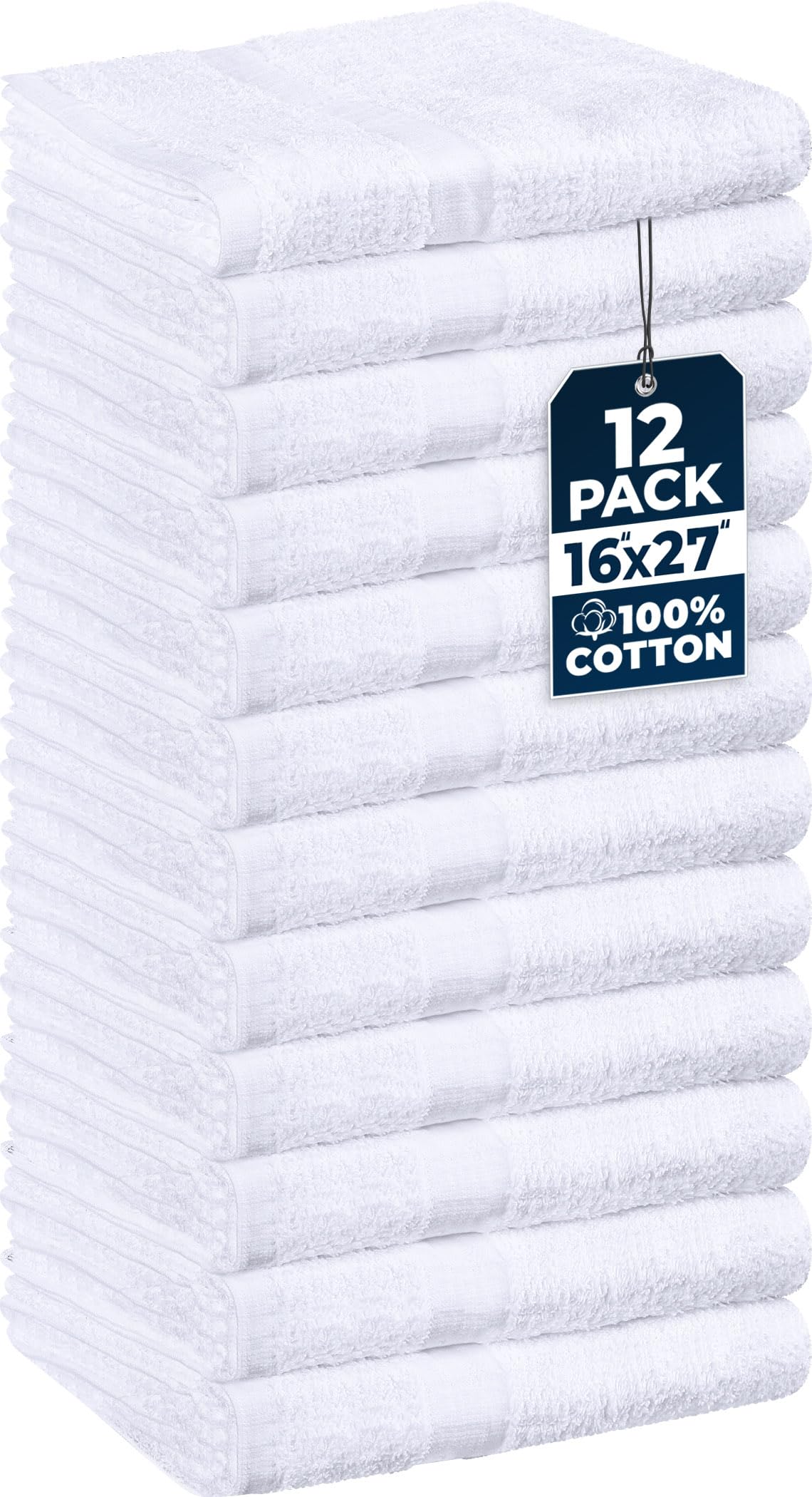Utopia Towels Salon Towels, Pack of 12, 16x27 in, 100% Cotton, White