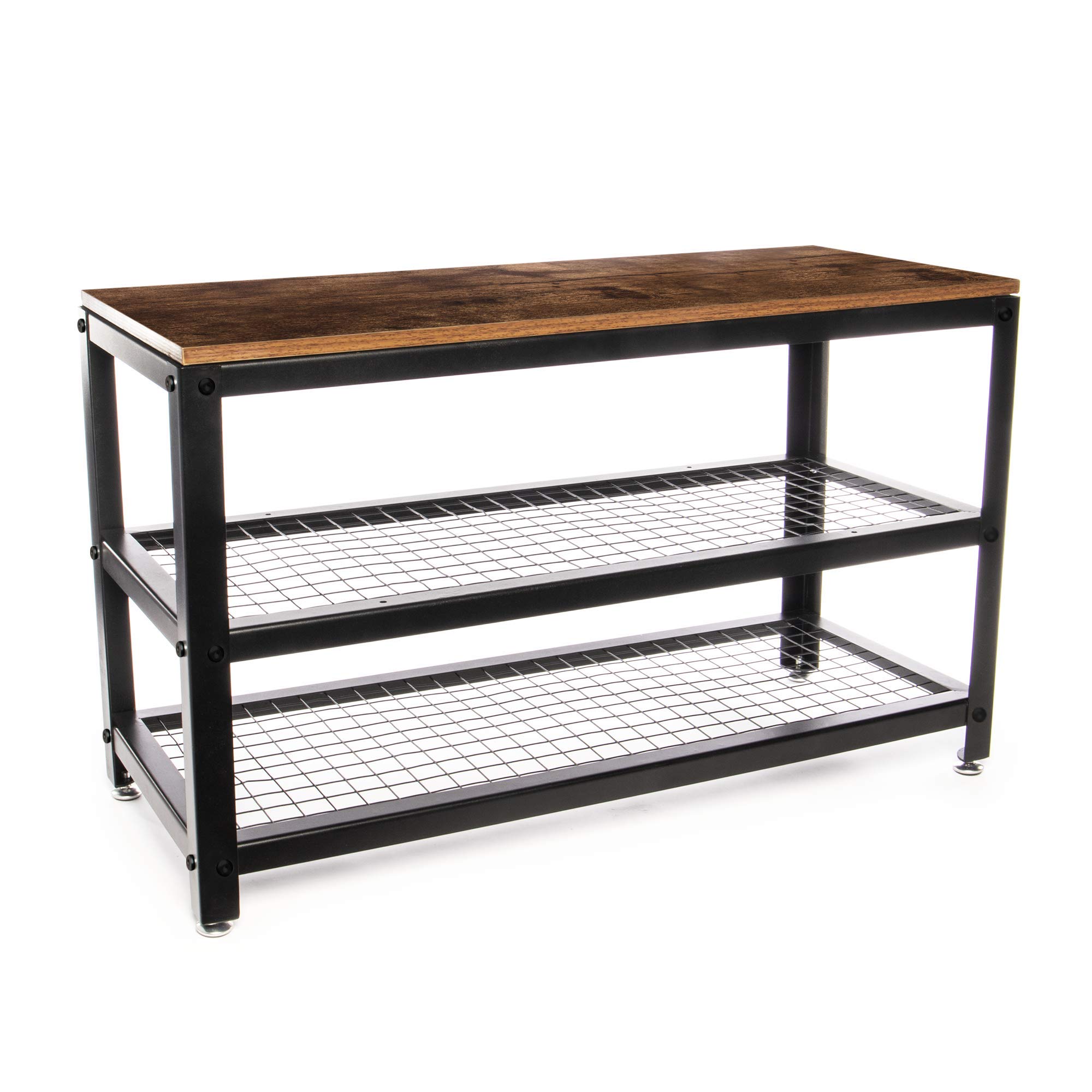 Buy 3 Tier Shoe Rack Bench Industrial Style Wooden Shoe Storage