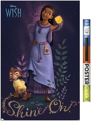 Trends International Disney Wish - Póster de pared Asha, 22.37 x 34.00 pulgadas, paquete de póster y clip prémium