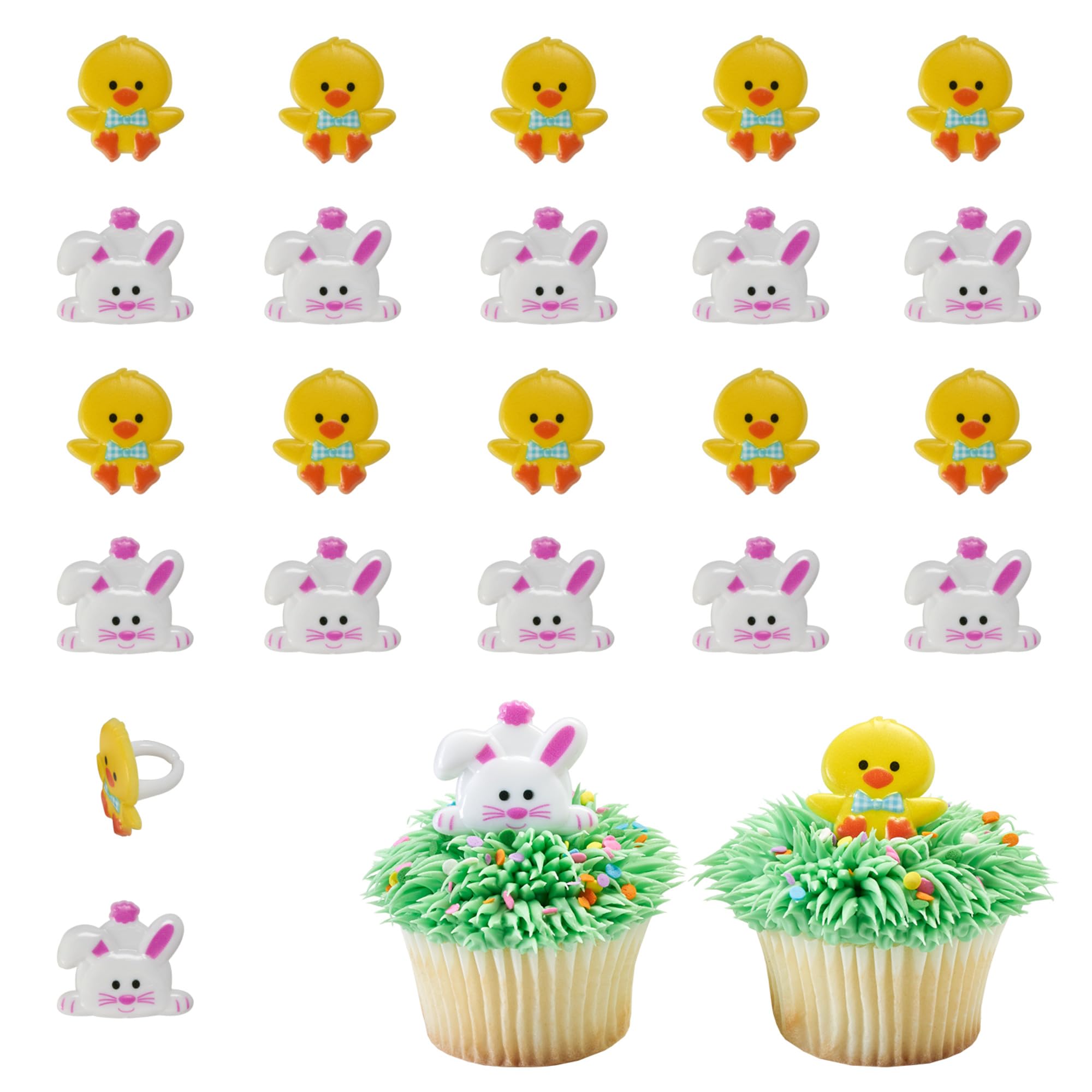 URROMA Pasen Cupcake Topper, 20 stuks gouden spiegel taarttoppers Happy