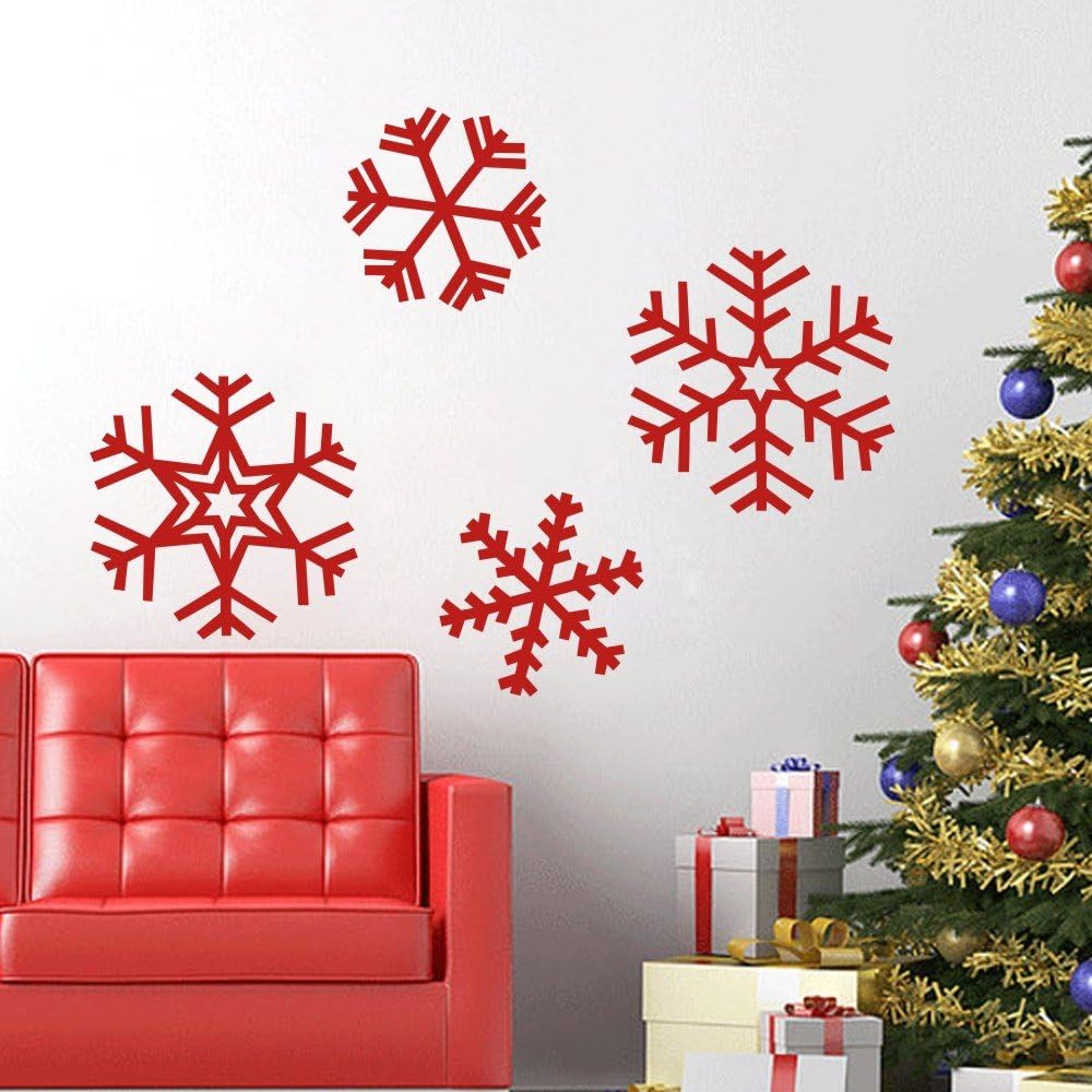 MairGwall Snowflake Decal Christmas - Snowflake Sticker Snowflake Window Film Christmas Vinyl Wall Decal (Tomato Red, Medium)