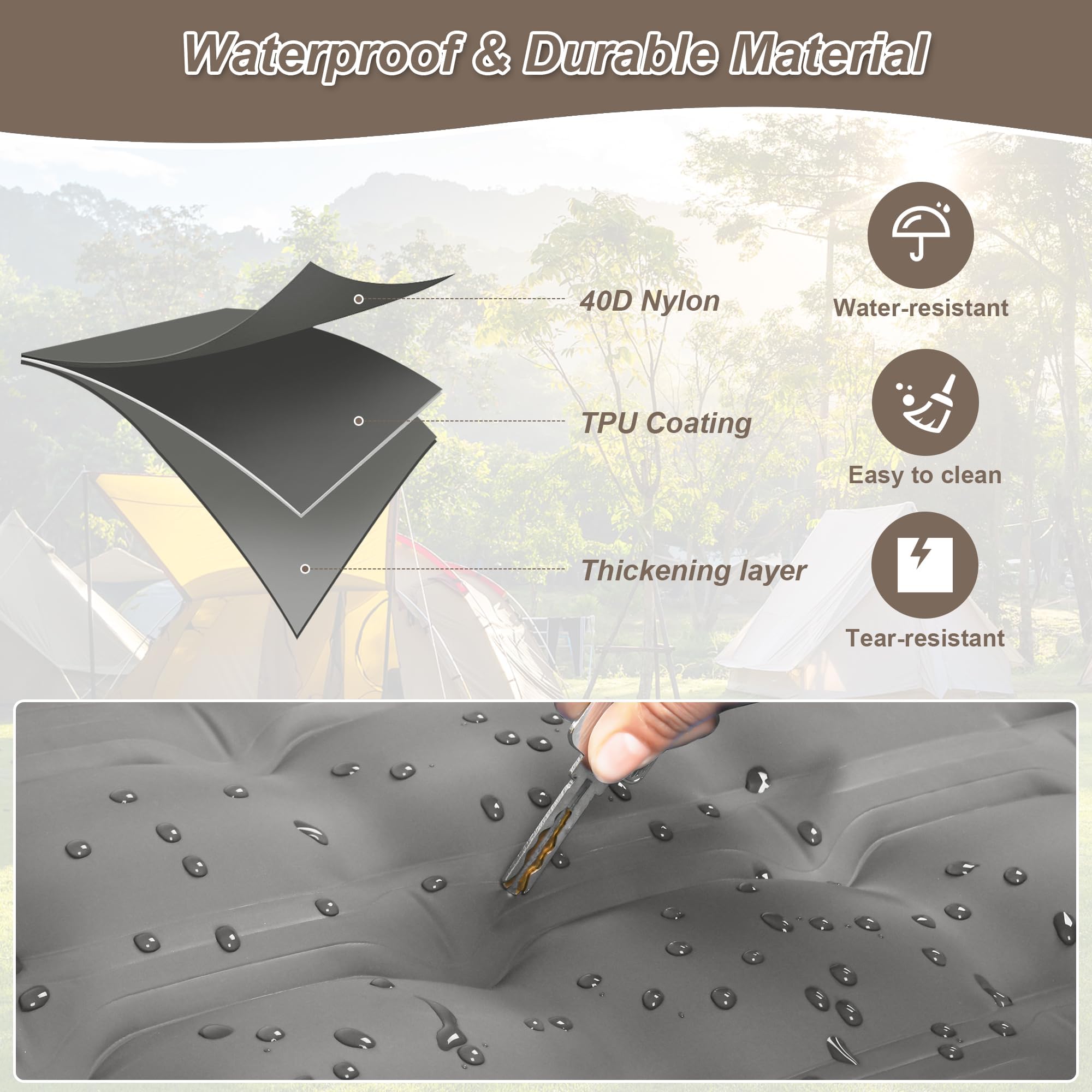 KASIMO Isomatte 12CM Luftmatratze Camping mit integrierten kopfkissen, Aufblasbare Matratze mit Fußpumpe Ultraleichte & Kompakte Isomatte - perfekt für unterwegs Wandern Zelt