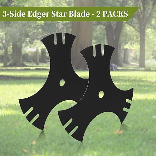 Miniatura 2 de Paquete de 2 cuchillas de bordeadora 781-0748-0637 para Craftsman Edger, 781-0748 de 9 pulgadas, hoja de estrella de 3 lados, orificio central de 58