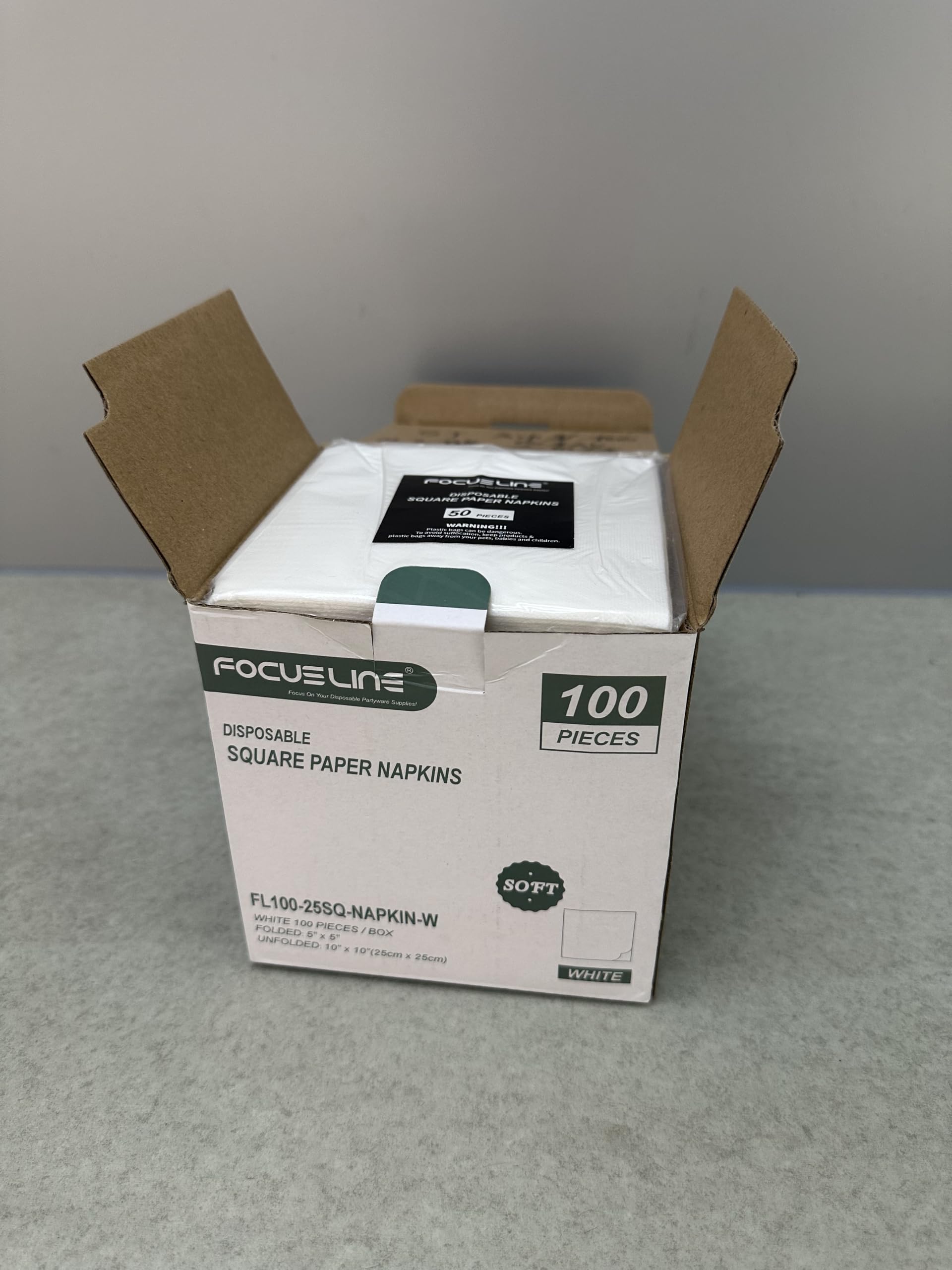 FOCUSLINE 100 servilletas de cóctel desechables con tacto de lino, servilletas cuadradas blancas para bebidas, suaves y absorbentes, servilletas de papel para fiestas, bares, restaurantes, cafeterías,