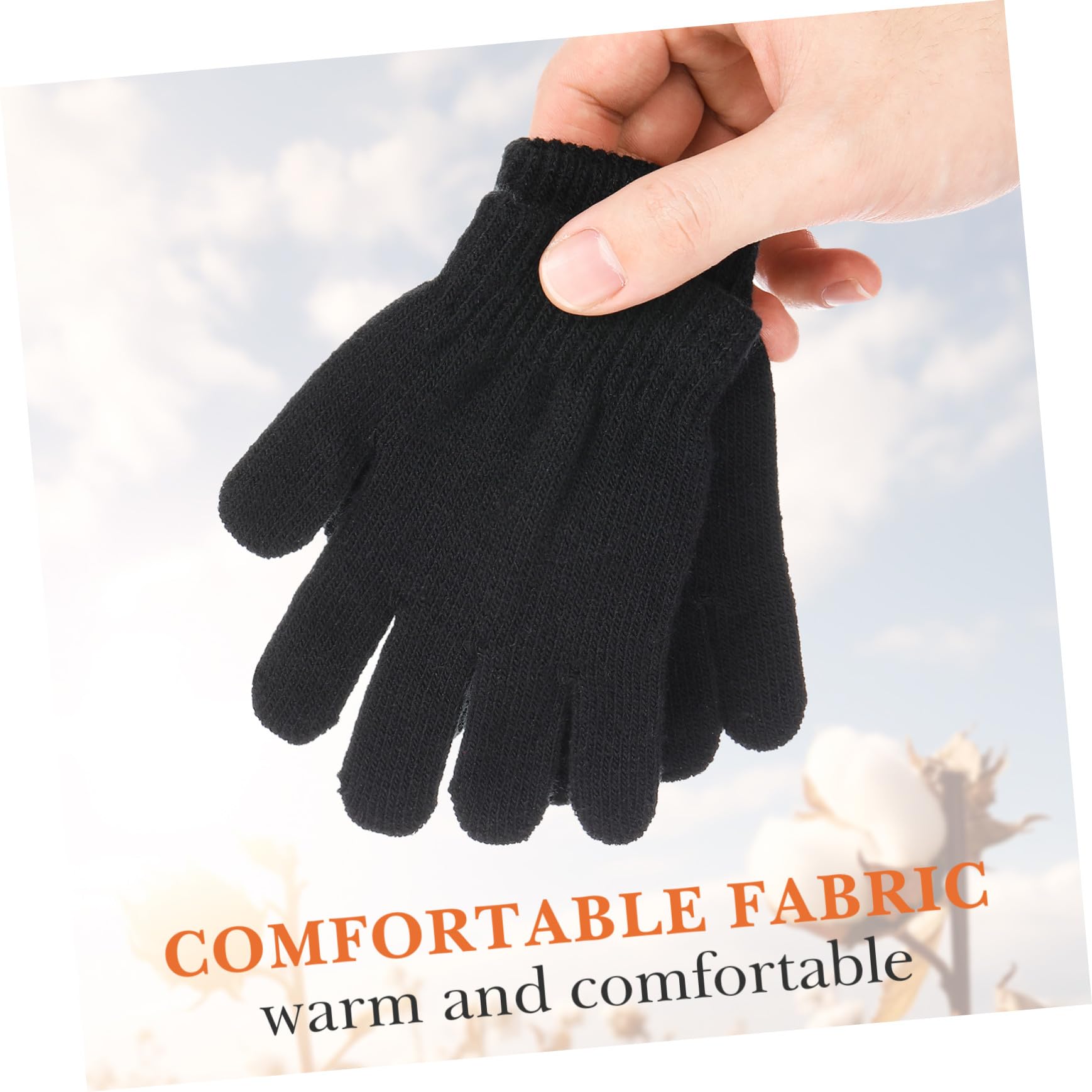VANZACK Guantes Infantiles de Punto Cálidos para Invierno de Cinco Dedos Color Azul para Elástico y