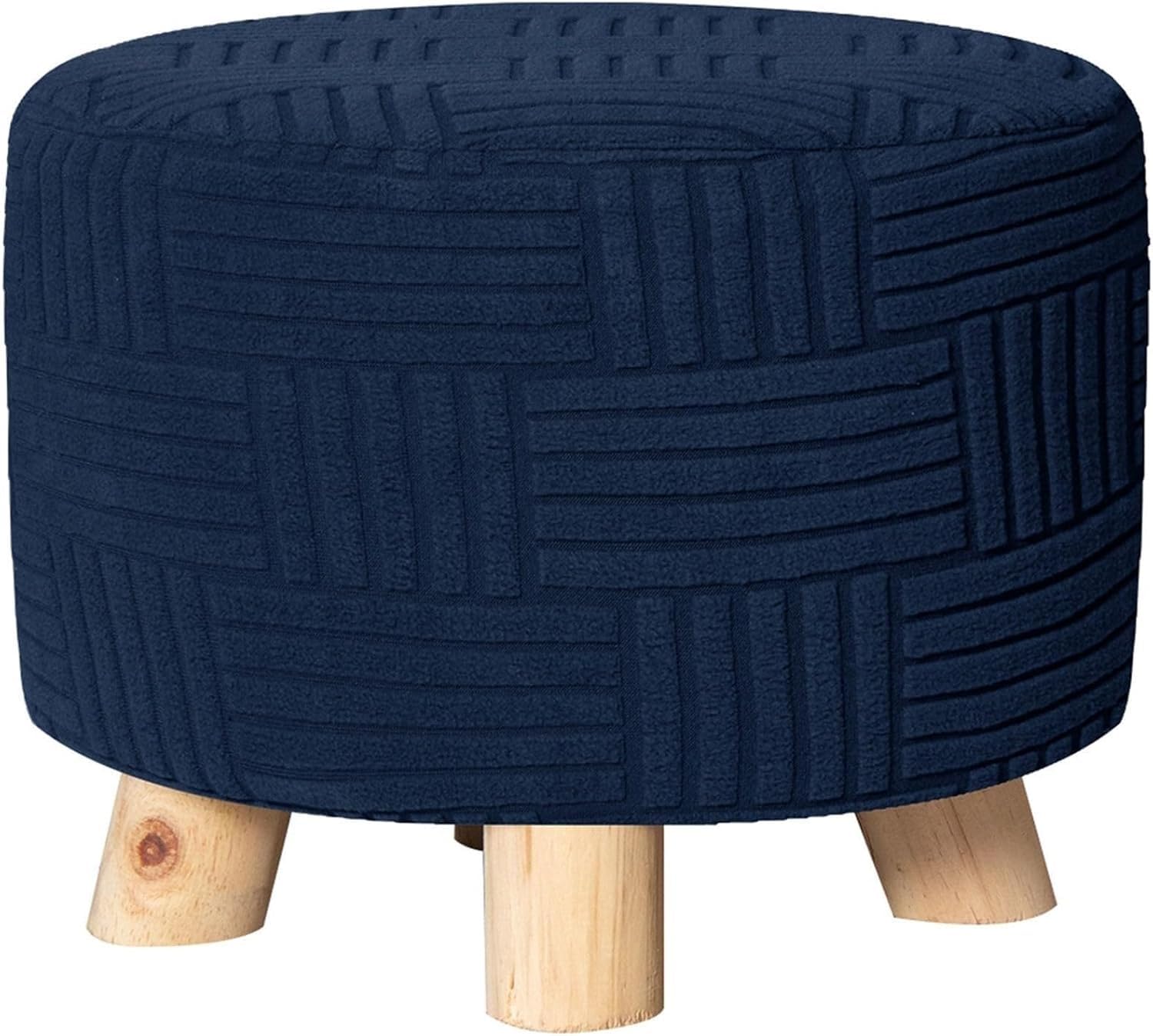 Fabric Round Ottoman CoversοΌElastic BottomοΌSmall/Large/Extra Large Stool Covers Slipcovers Footstool Protector Covers With Elastic Bottom(Navy Blue,29" D x 29" W x 18" H)