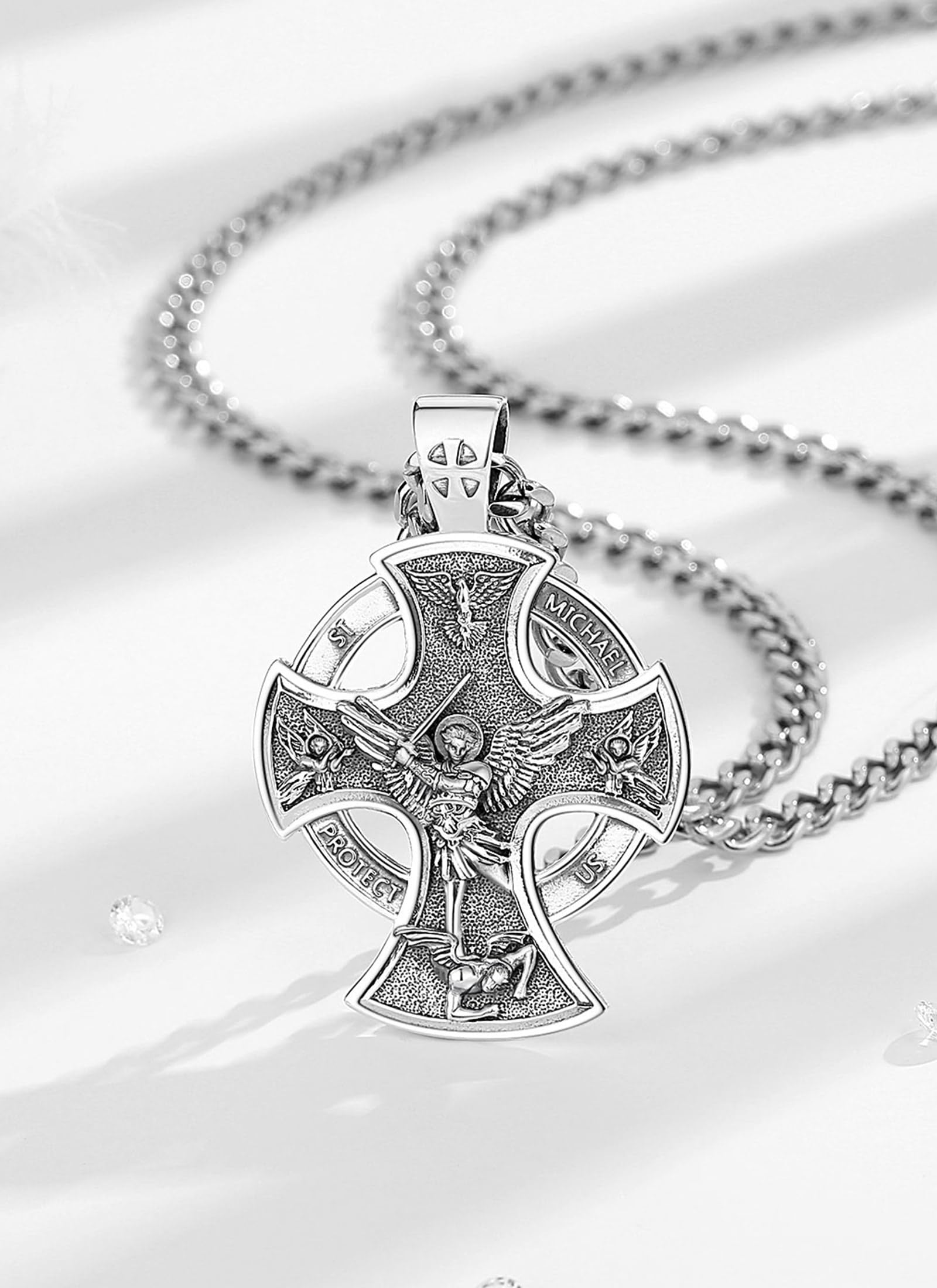 CELESTA Donna Uomo Ciondolo San Benedetto Medaglia San Michele Arcangelo San Cristoforo Medaglia Vergine Miracolosa Protezione Collana Argento Sterling 925 Gioielli Religiosi Regali Cristianesimo