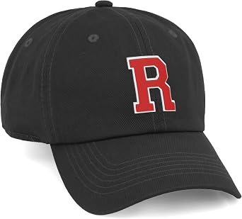 I&W Hatgear Customized Letter Intial Baseball Hat A to Z Team Colors, Black Cap White Red