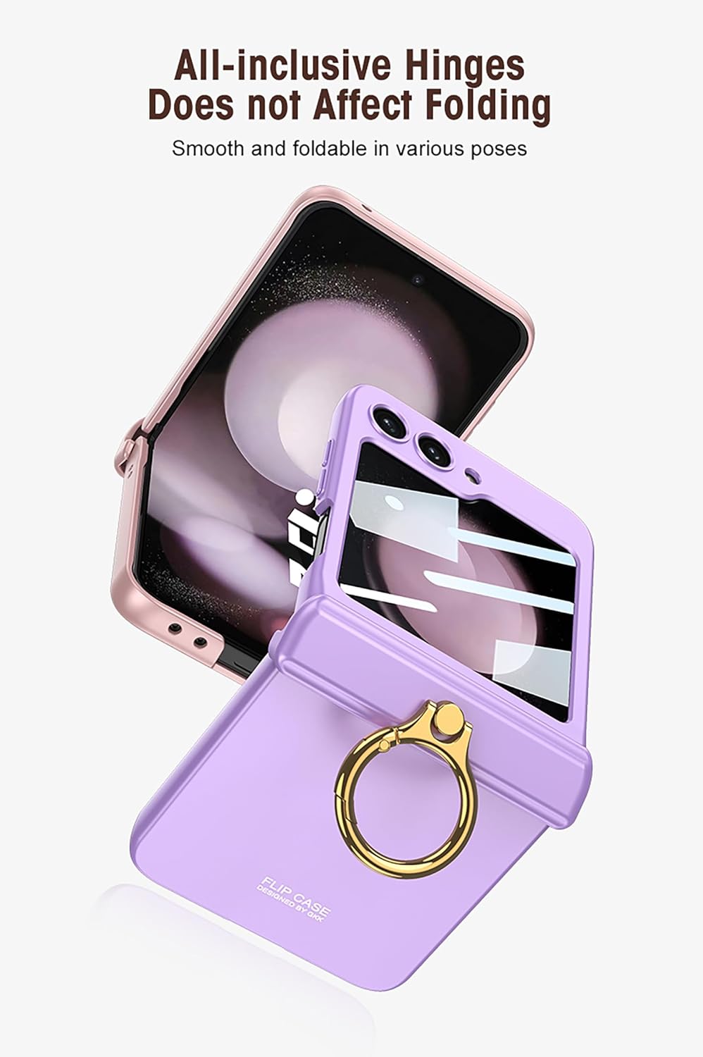 SHIEID Z Flip 5 Case with Ring - Hinge Protection, Galaxy Z Flip 5 Case Built-in Screen Protector - Magnetic Hinge Protective Phone Case for Galaxy Z Flip 5, Sweet Pink