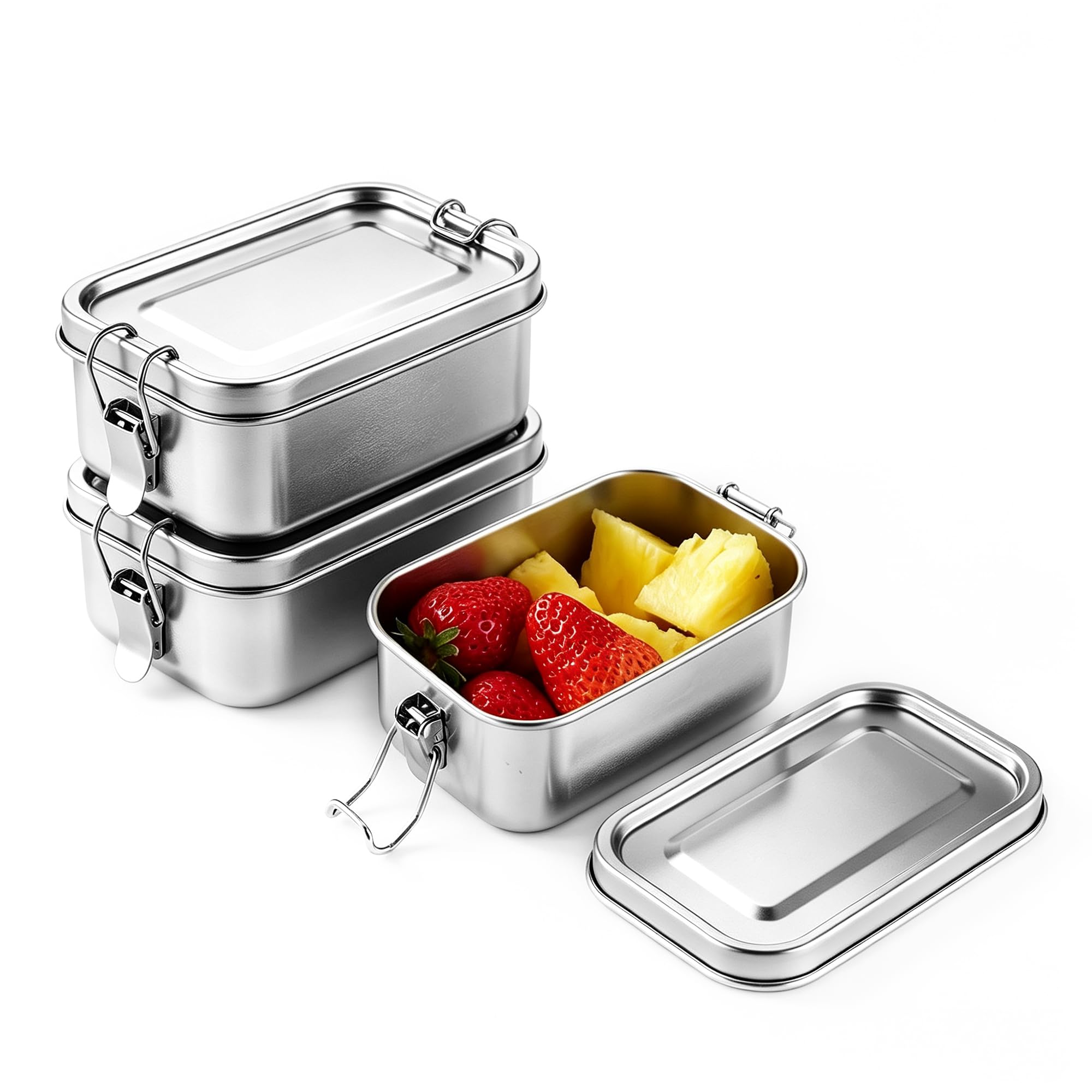 BEFOY Small 3 Pack Stainless Steel Food Storage Containers Set | Reusable Metal Lunch Sna…