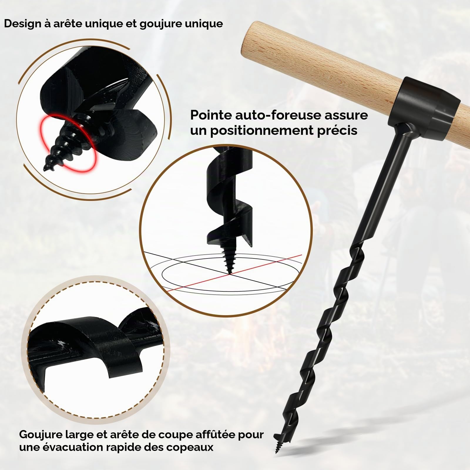 Tournevis manuel Bushcraft, tournevis multifonctionnel Bushcraft, tournevis manuel pour travail du bois, tournevis pour travail du bois, survie en plein air, camping (5 pièces)