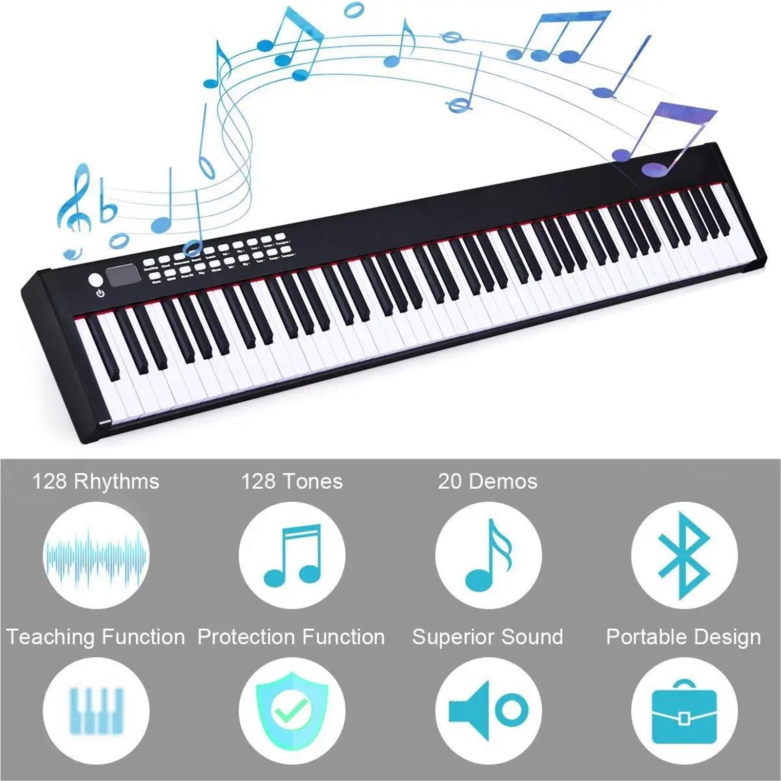 Przenośne Pianino Elektroniczne 88 Klawiszy Dla Początkujących Dla Dorosłych Ręcznie Zwijane Inteligentny Instrument