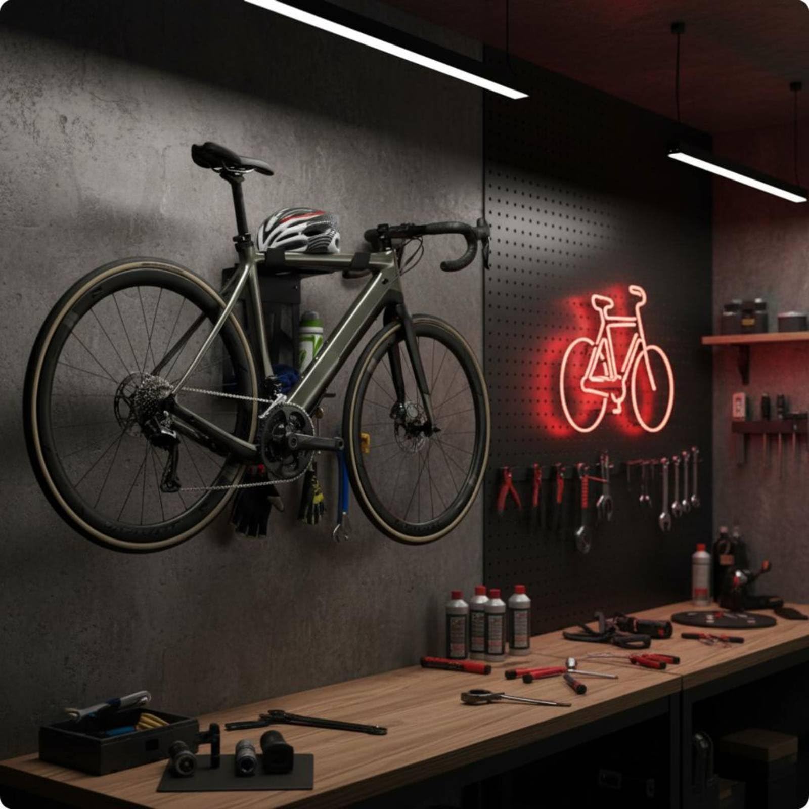 Fahrrad Wandhalterung Fahrradhalter Fahrradaufhängung Fahrrad Wandhaken aus Kohlenstoffstahl mit Regal für Und Handschuhe zur Platzsparenden Lagerung, Standardausführung – Klein