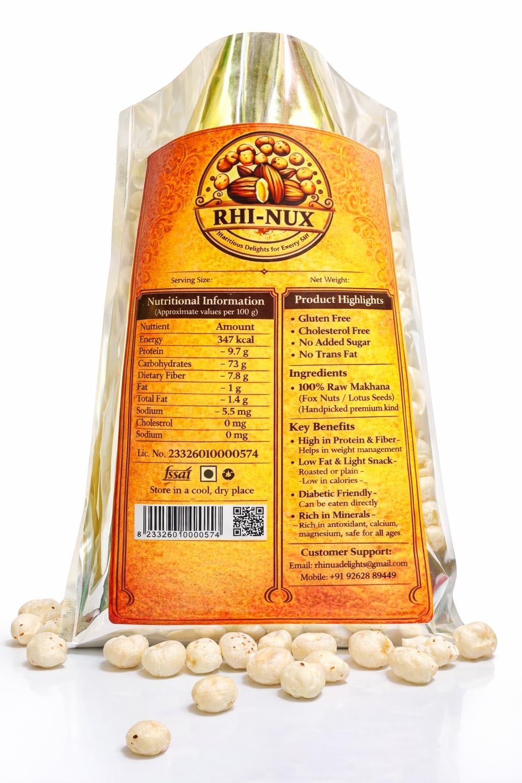 RHI-NUX Makhana, Handpicked Fox Nuts, Cholesterol Free, No Added Sugar, Crunchy Healthy Snack 3