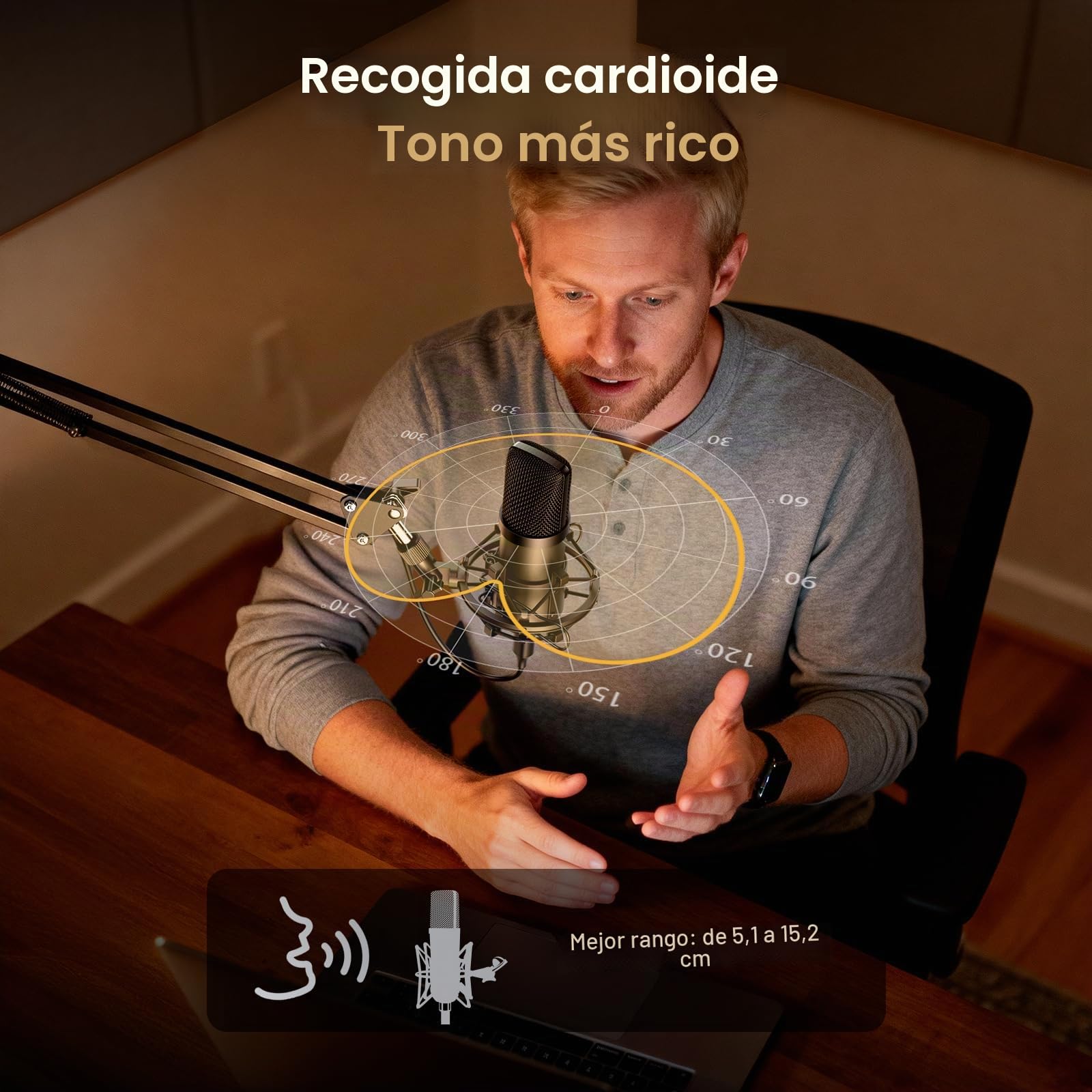 MAONO Kit de micrófono USB 192 KHZ/24BIT Plug & Play AU-A04 USB para Ordenador cardioide micrófono Condensador Podcast con chipset de Sonido Profesional para PC Karaoke, Youtube, grabación de Juegos