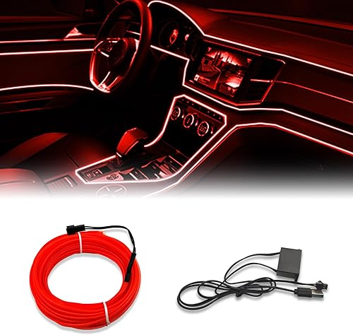 Miniatura 8 de Tira de luces LED para interior de automóvil, cable de neón de 16.4 ft, USB 5 V, con protección de fusible, para decoración interior de automóvil