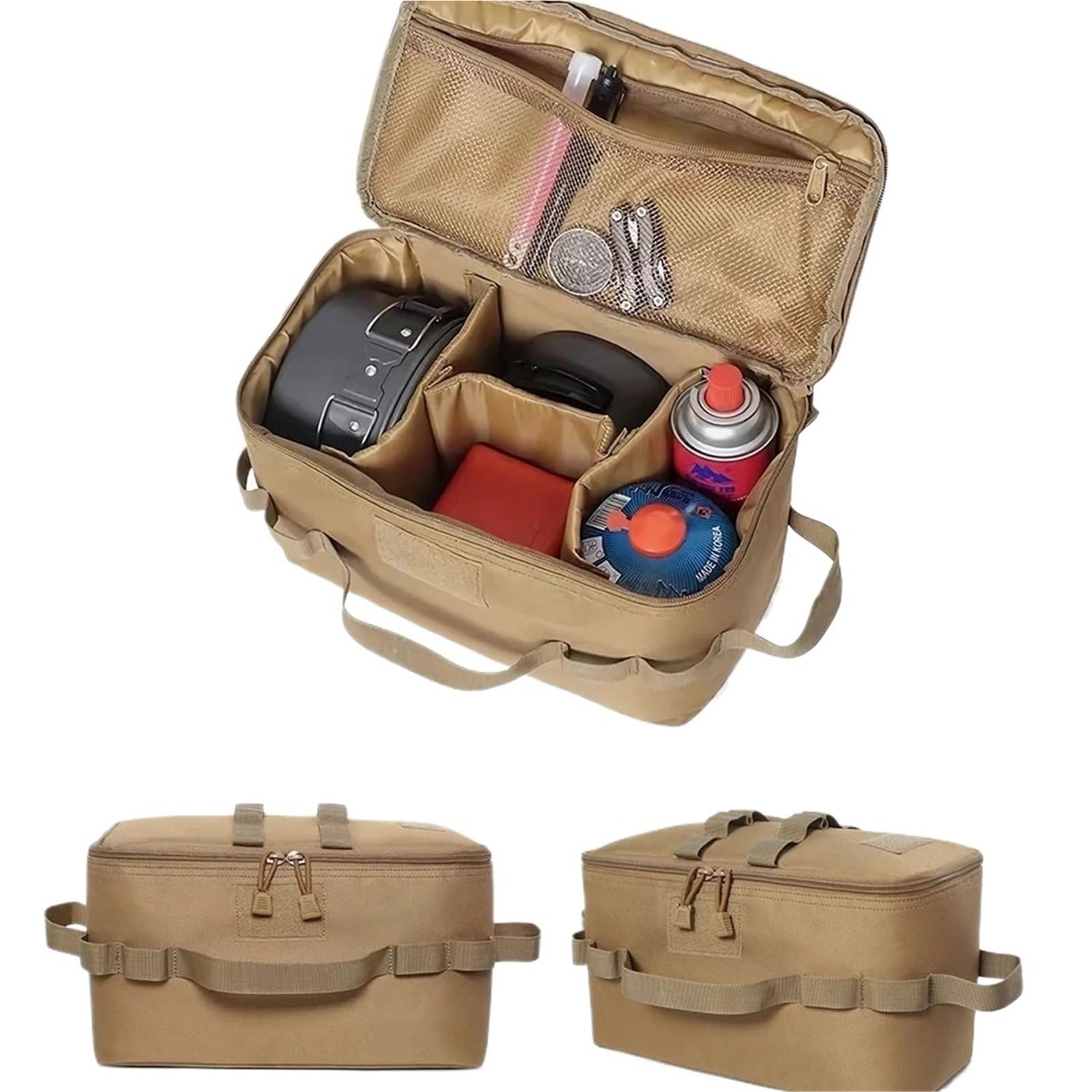 Borsa da Picnic Borsa portaoggetti da Campeggio all'aperto Borsa portautensili di Grande capacità Borsa for Utensili da Picnic(Khaki)