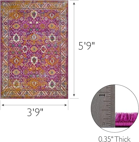 Miniatura 8 de Leick Home 594952 Cusp - Alfombra rectangular para interiores y exteriores, color gris con patrón marroquí azul, 4 x 6 pies