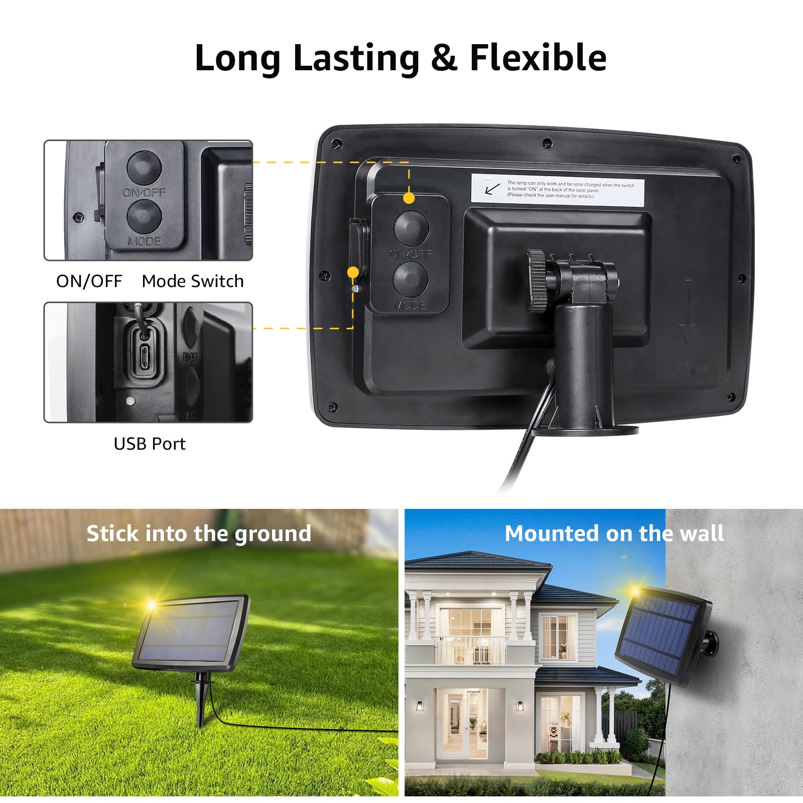 Lepro Solar Outdoor String Lights 25ft 25 Sockets LED Globe Bistro Lights | 0.8ft Apart Close-Spaced Solar & USB Rechargeable 3600mAh Battery Dusk to Dawn G40 Edison Lights for Patio Pergola  product thumbnail 7