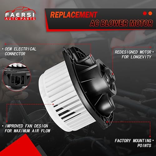 Miniatura 3 de Motor soplador de calefactor HVAC con jaula de ventilador compatible con Chevy Impala 2004-2016, Chevy Monte Carlo 2004-2007, Pontiac Grand Prix